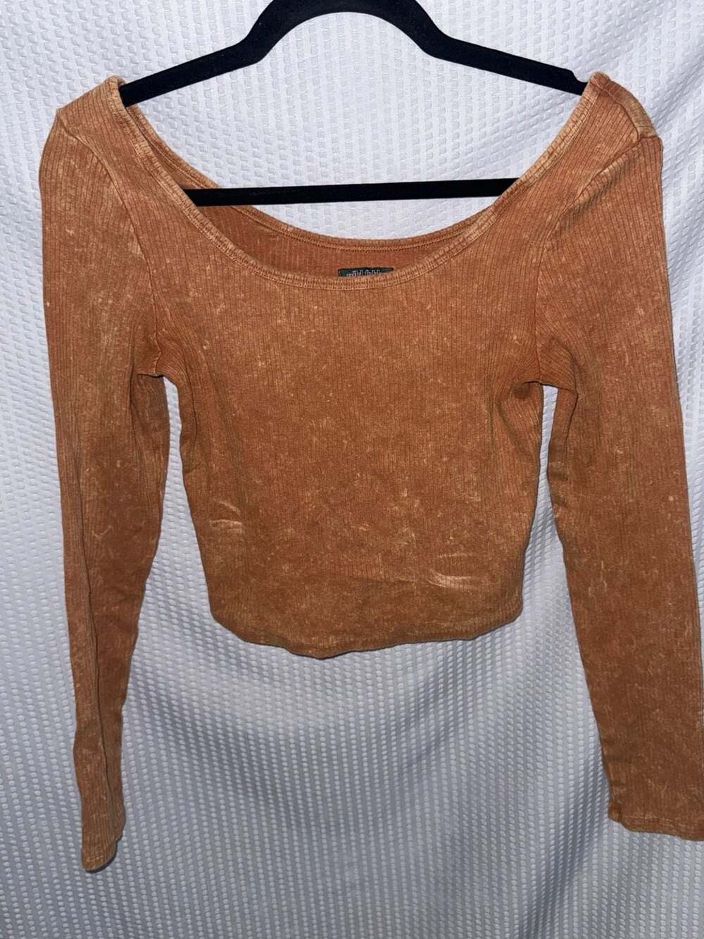 💲Wild Fable Acid Wash Ribbed Long Sleeve Cropped Top, Size S